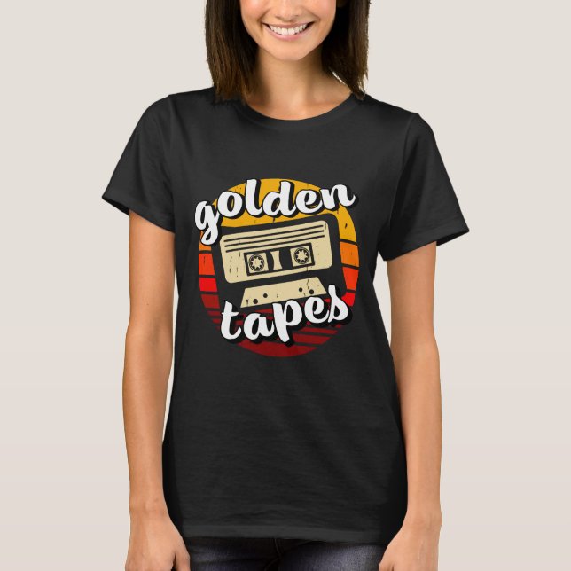 Golden Tapes – Retro Cassette Music T-Shirt (Framsida)