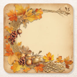 Golden Tapestry of Fall: Wand Harvest Underlägg Papper Kvadrat