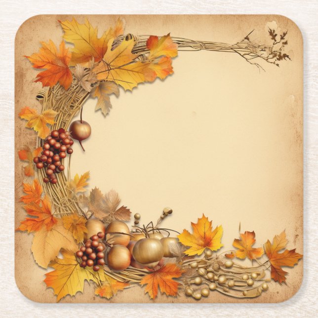 Golden Tapestry of Fall: Wand Harvest Underlägg Papper Kvadrat (Framsidan)