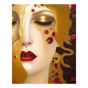 Golden Tårar (Freya's Heartache) med röda rubies Fototryck