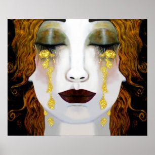 Golden Tårar, Gustav Klimt inspirerade fullt ansik Poster