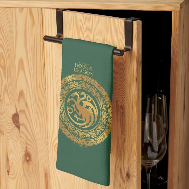 Golden Targaryen Vapensköld Kökshandduk (Thirds Fold)