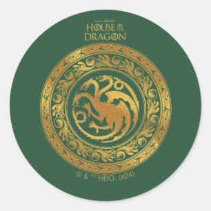 Golden Targaryen Vapensköld Runt Klistermärke