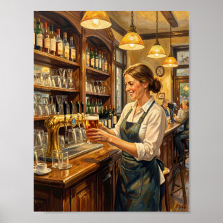Golden Tavern Glow och Vänliga Ögonblick Poster