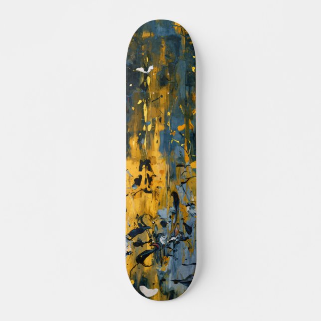Golden Teal Grunge Streak Skateboard (Framsida)