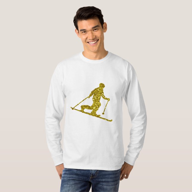 Golden Telemark skiing Långärmad T-Shirt (Hel framsida)
