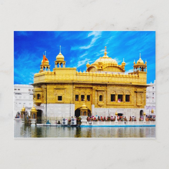 GOLDEN TEMPLE BLÅ HIMMEL BAKGRUND AMRITSAR VYKORT (Framsida)