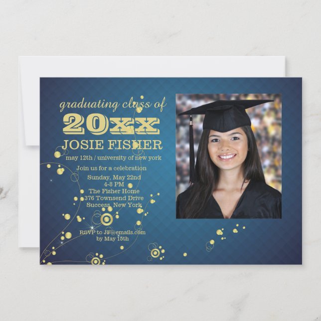 Golden Tendrils Fotoinbjudan Inbjudningar (Framsida)