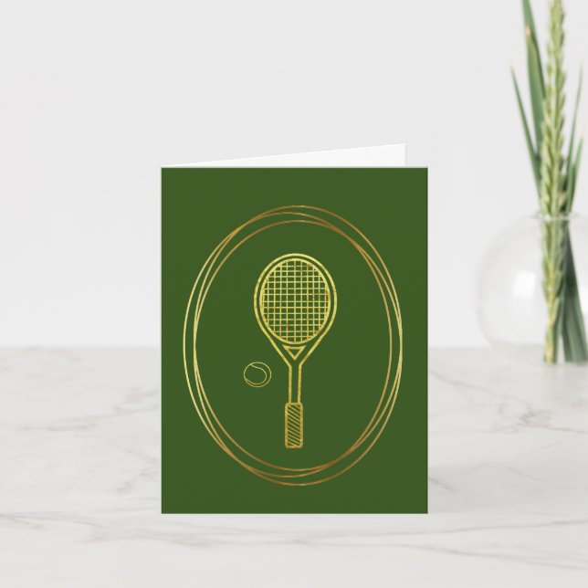 Golden Tennis Racket och Boll-dispositionskort Kort (Framsida)