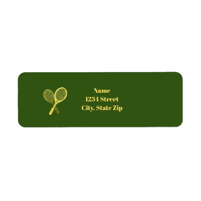 Golden Tennis Rackets-Returetiketter Returadress Etikett (Framsidan)