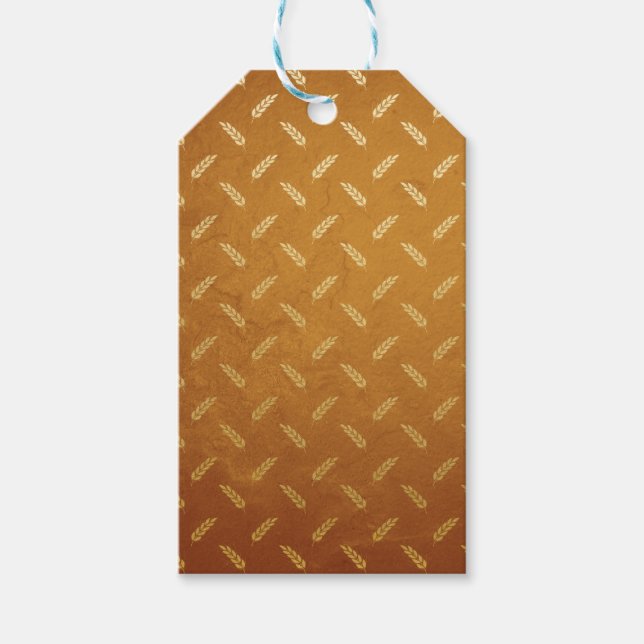 Golden Thanksgiving med huvuden av vete Presentetikett (Framsidan)