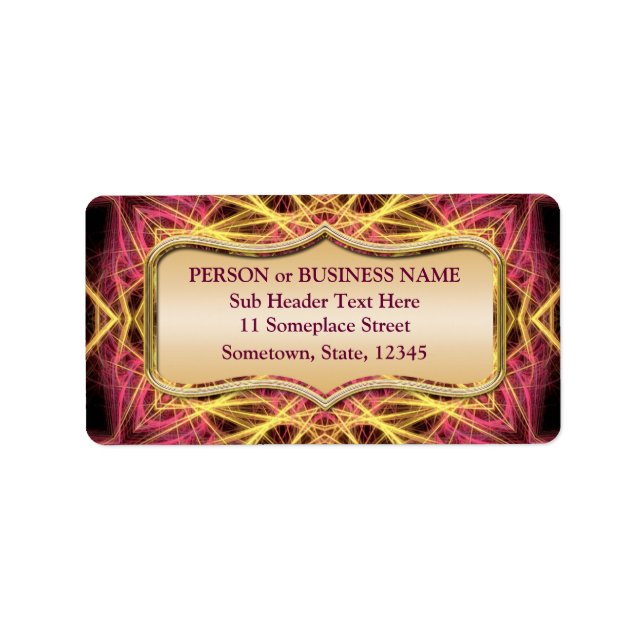 Golden Threading Fractal Art Address Label Adressetikett (Framsidan)