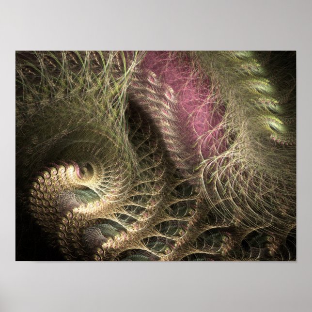Golden Threads Flame Fractal Poster (Framsidan)