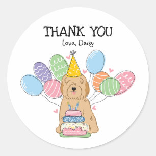 Golden Tibetan Terrier Birthday Favor Tagcker Runt Klistermärke