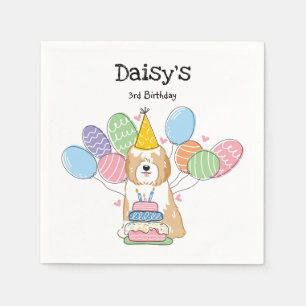 Golden Tibetanskt terrier Birthday Pappra Napkins Pappersservett