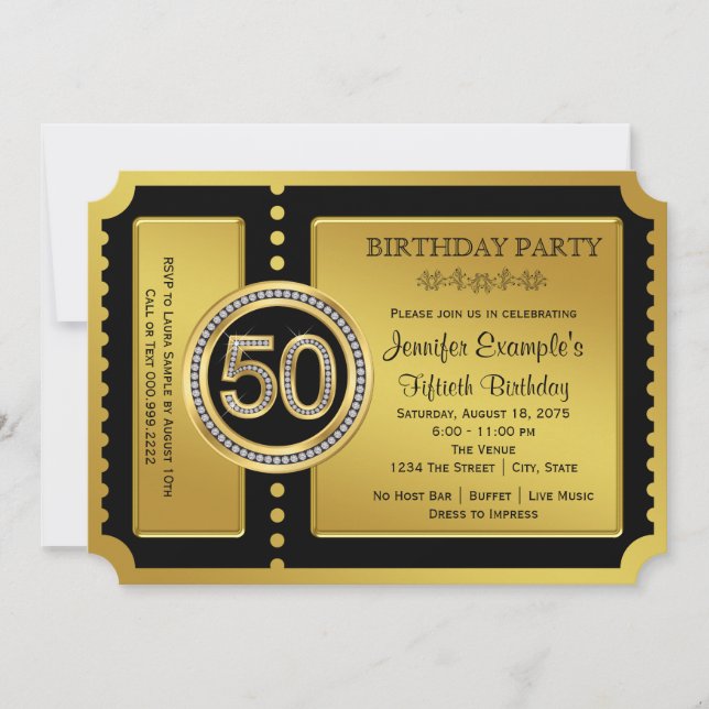 Golden Ticket 50-årsfest Inbjudningar (Framsida)
