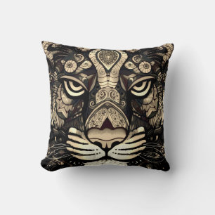 Golden Tiger Head Kudde