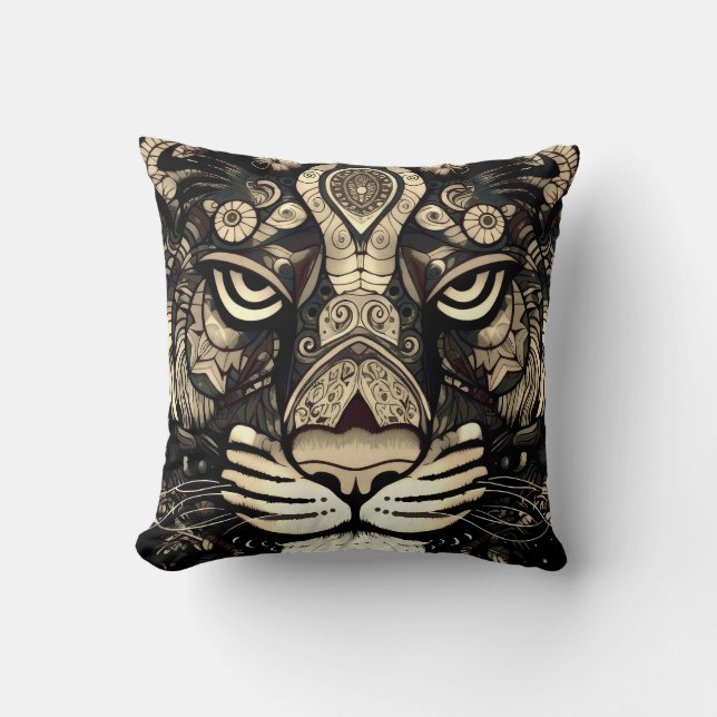 Golden Tiger Head Kudde (Framsida)