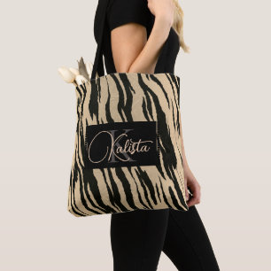 Golden Tiger Print Monogram Tygkasse