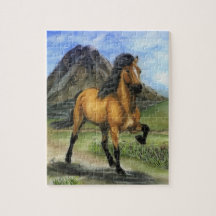 Golden Tolt Buckskin Islands Horse and Mountain