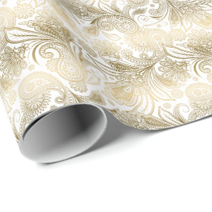 Golden Tones Ornate Paisley Mönster Presentpapper