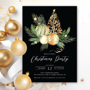 Golden Träd jul Party Inbjudningar
