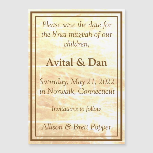 Golden Traditions Magnetic Save the Date Card (Framsida)