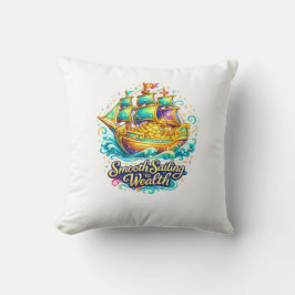 Golden Treasure Ship Kudd | Rikedom Dekoration A Kudde