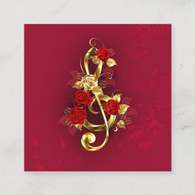 Golden Treble Clef med Ro Flowers (Framsida)