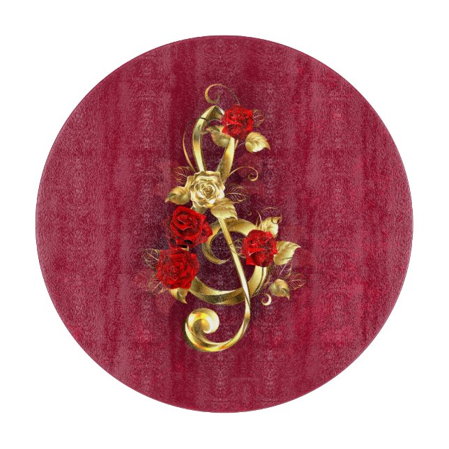 Golden Treble Clef med Ro Flowers (Framsidan)