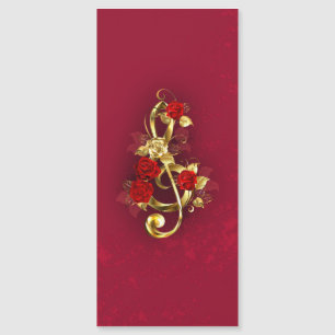 Golden Treble Clef med Ro Flowers