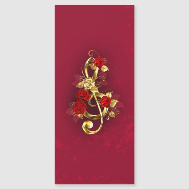 Golden Treble Clef med Ro Flowers (Framsida)
