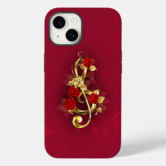 Golden Treble Clef med Ro Flowers (Baksida)
