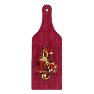 Golden Treble Clef med Ro Flowers