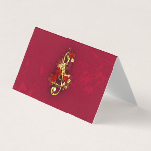 Golden Treble Clef med Ro Flowers Kort