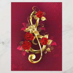Golden Treble Clef med Ro Flowers Meny