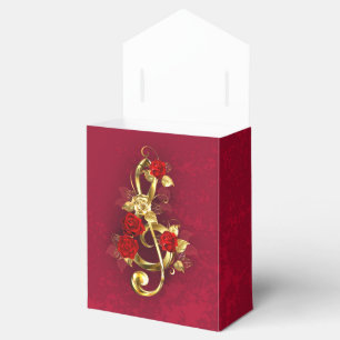 Golden Treble Clef med Ro Flowers Presentaskar
