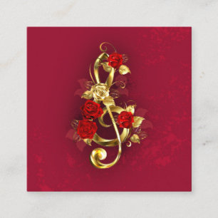 Golden Treble Clef med Ro Flowers Rabattkort