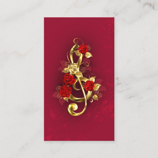 Golden Treble Clef med Ro Flowers Rabattkort (Framsida)