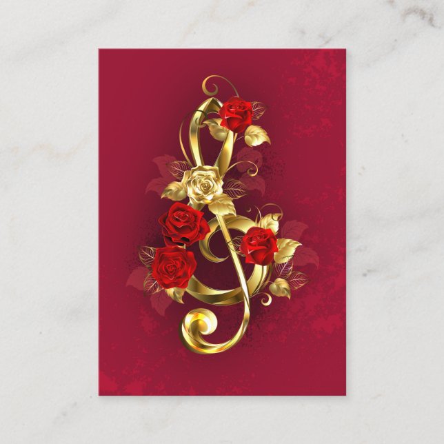 Golden Treble Clef med Ro Flowers Rabattkort (Framsida)