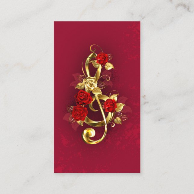 Golden Treble Clef med Ro Flowers Rabattkort (Framsida)