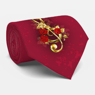 Golden Treble Clef med Ro Flowers Slips