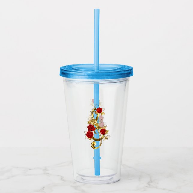 Golden Treble Clef med Ro Flowers Take Away Mugg (Framsida)