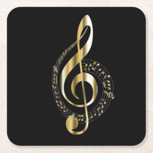 Golden Treble Clef Underlägg Papper Kvadrat