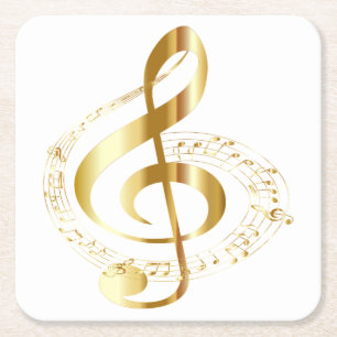 Golden Treble Clef Underlägg Papper Kvadrat