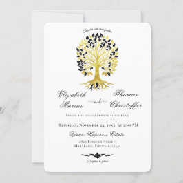 Golden Tree of Life Timeless Sophisticated Wedding Inbjudningar