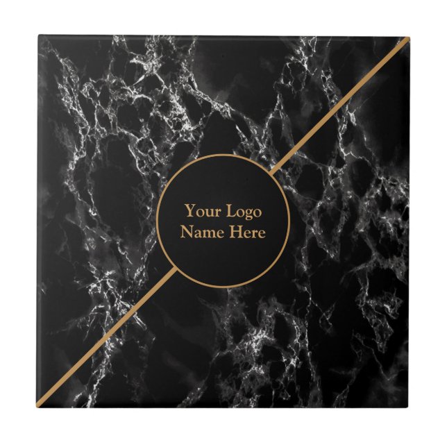 Golden Trendig Black Marble Stone - Anpassade Kakelplatta (Framsidan)