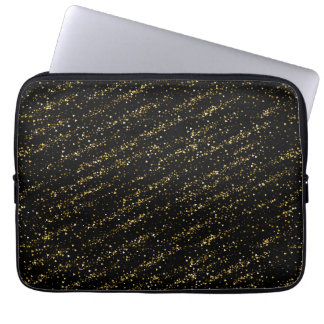 Golden Triangle Dots Black Background Shiny Luxury Laptop Fodral