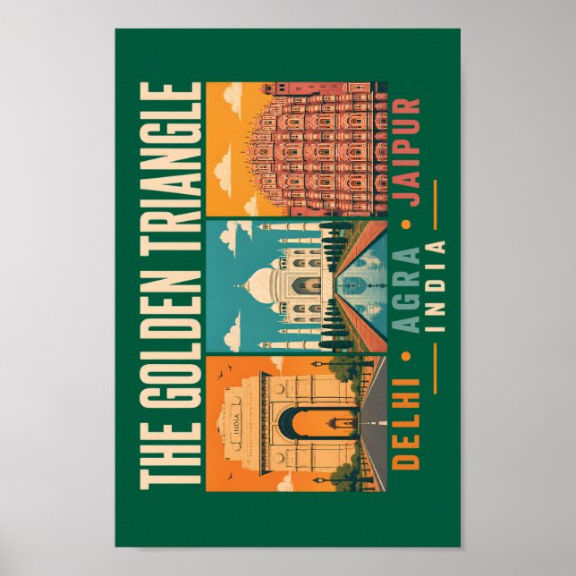 Golden Triangle India Illustration Vintage Poster (Framsidan)
