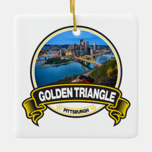 Golden Triangle Pittsburgh Travel Badge Julgransprydnad Keramik